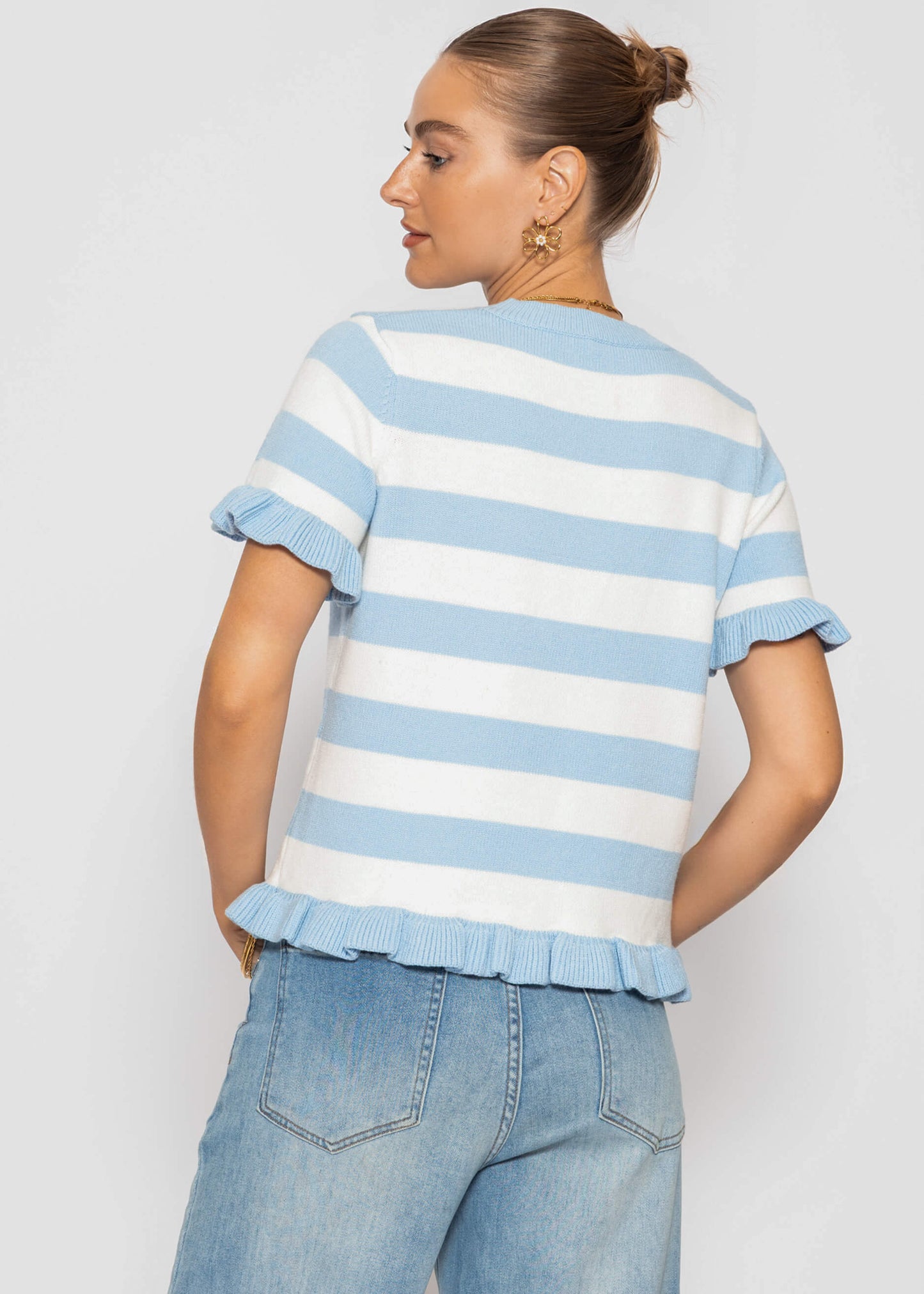 Alaia | Jersey a rayas · Azul y blanco roto