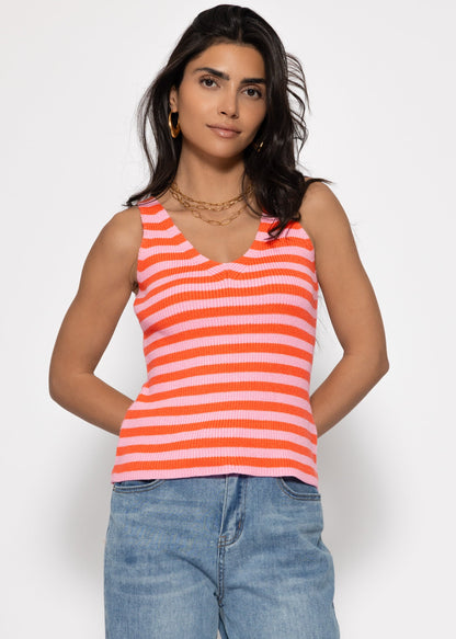 Diana | Top a rayas · Naranja y rosa