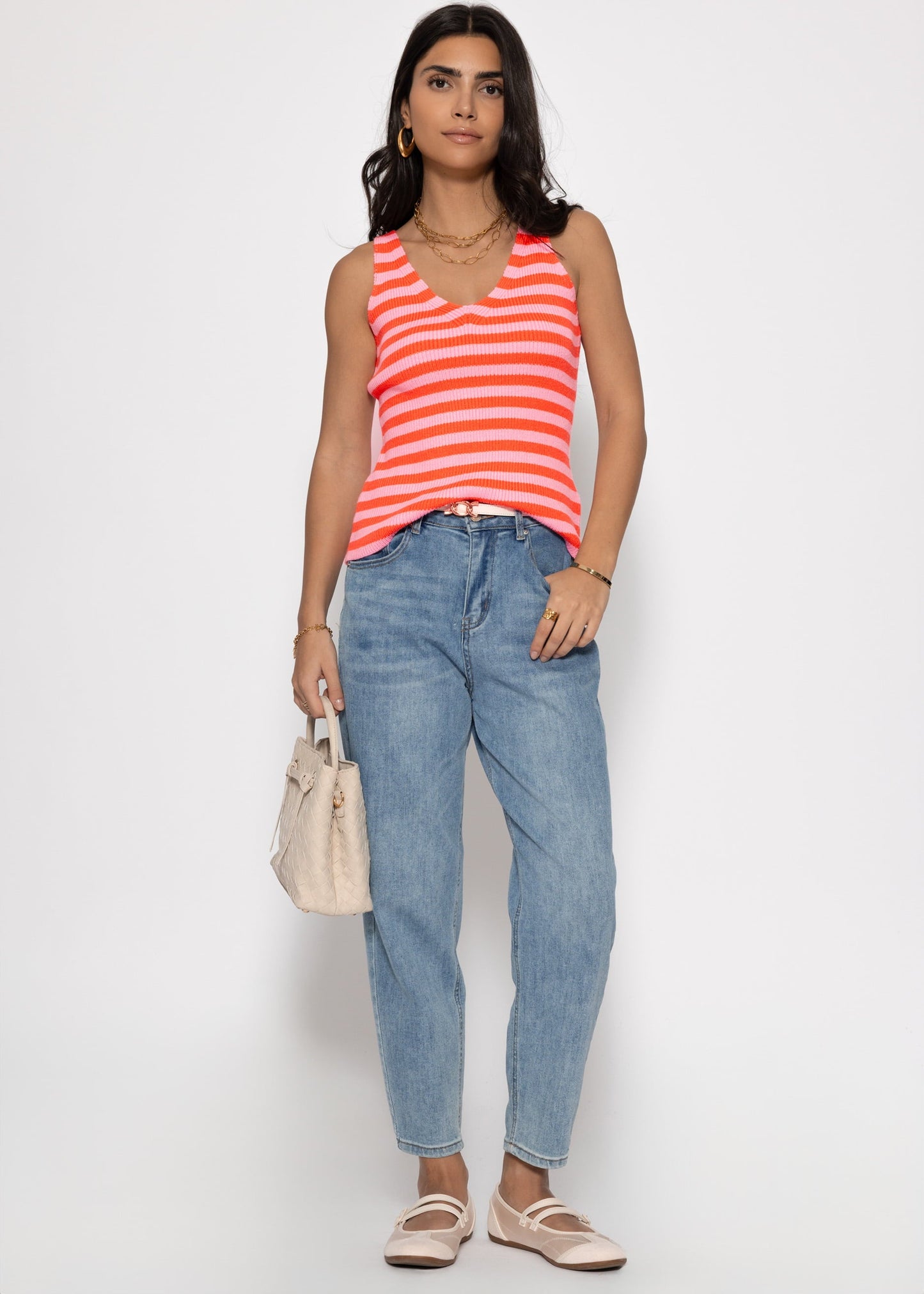 Diana | Top a rayas · Naranja y rosa