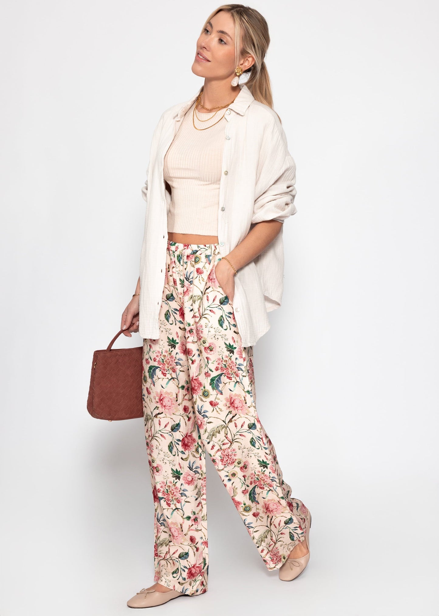 Aurora | Pantalón floral · Beige