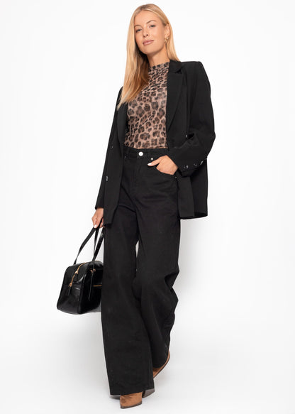 Elia | Camiseta de manga larga de rejilla estampado leopardo · Marrón