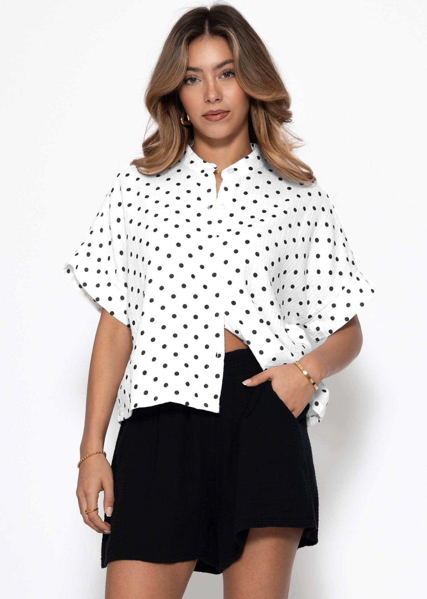 Elena | Blusa de muselina de lunares · Blanco
