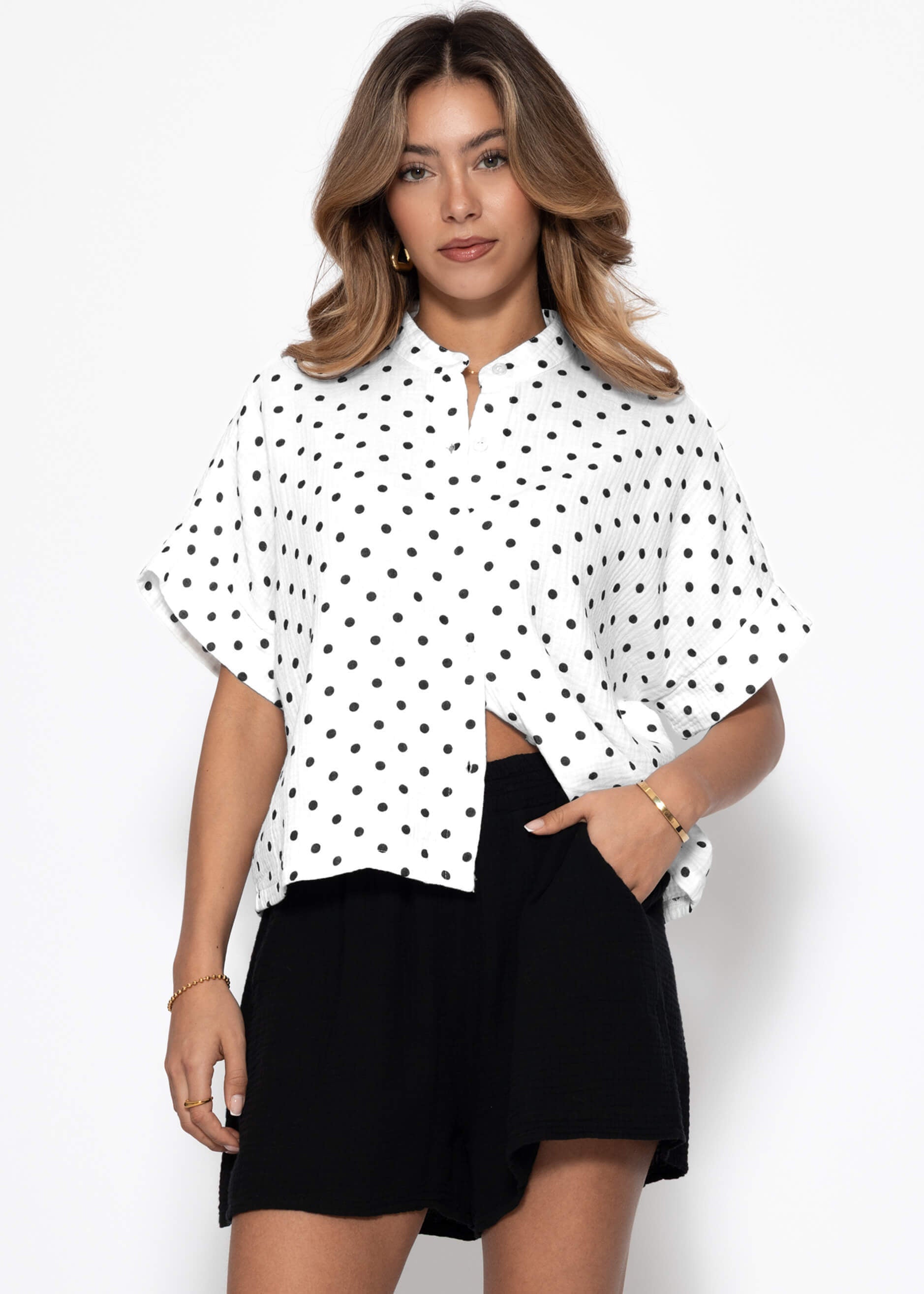 Elena | Blusa de muselina de lunares · Blanco