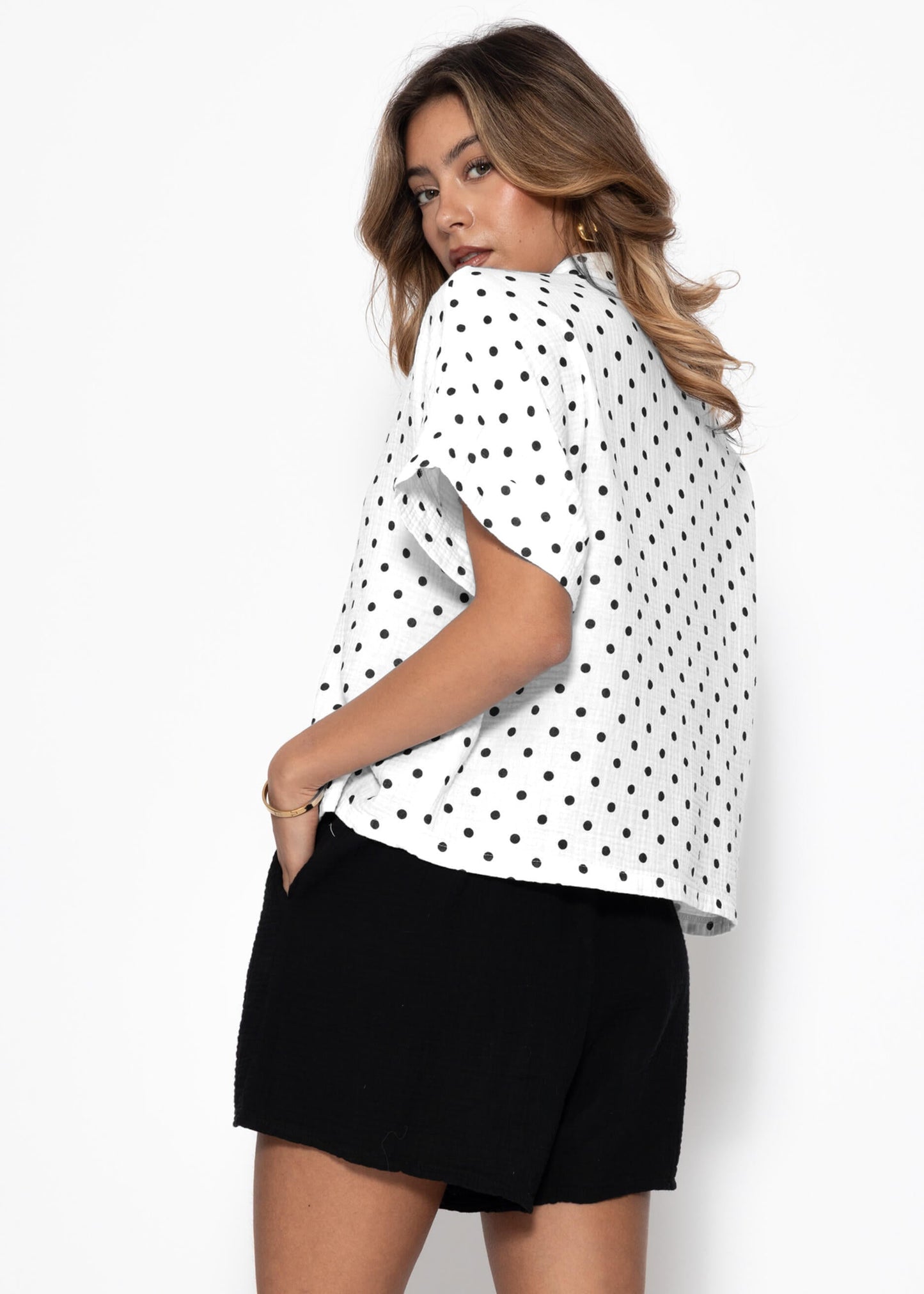 Elena | Blusa de muselina de lunares · Blanco