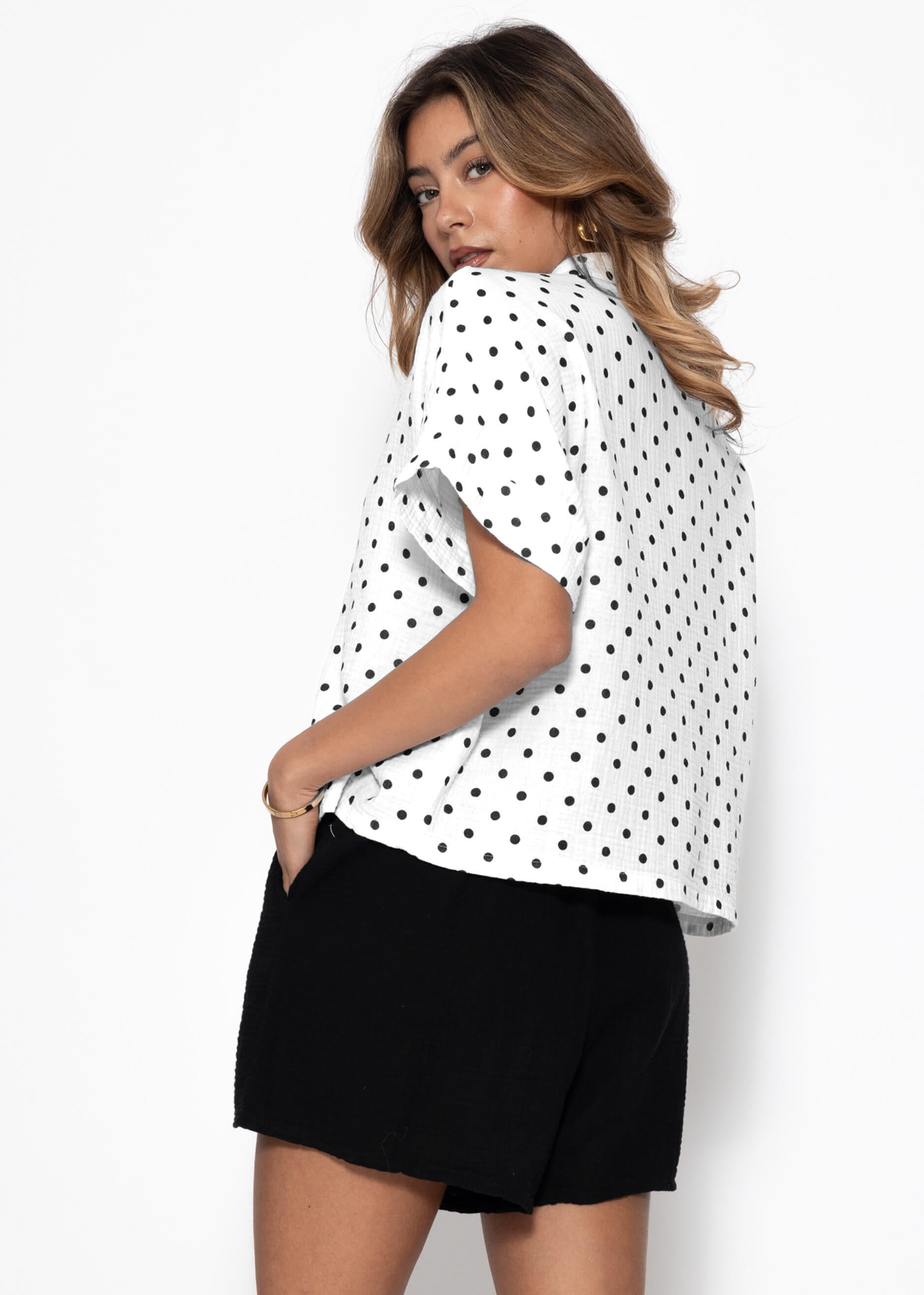 Elena | Blusa de muselina de lunares · Blanco