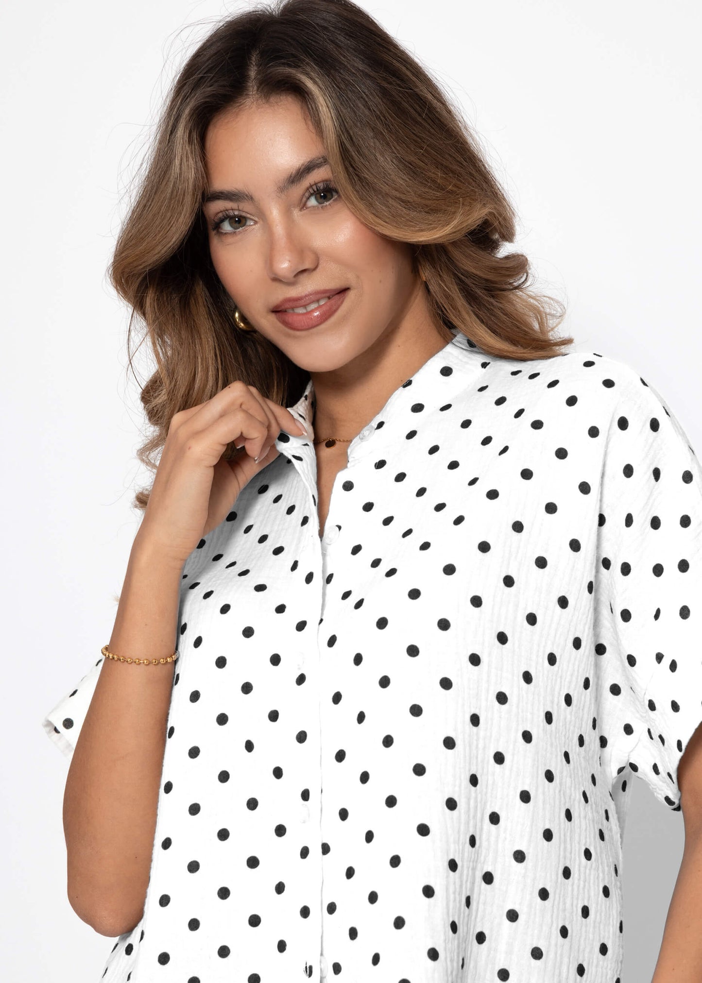 Elena | Blusa de muselina de lunares · Blanco