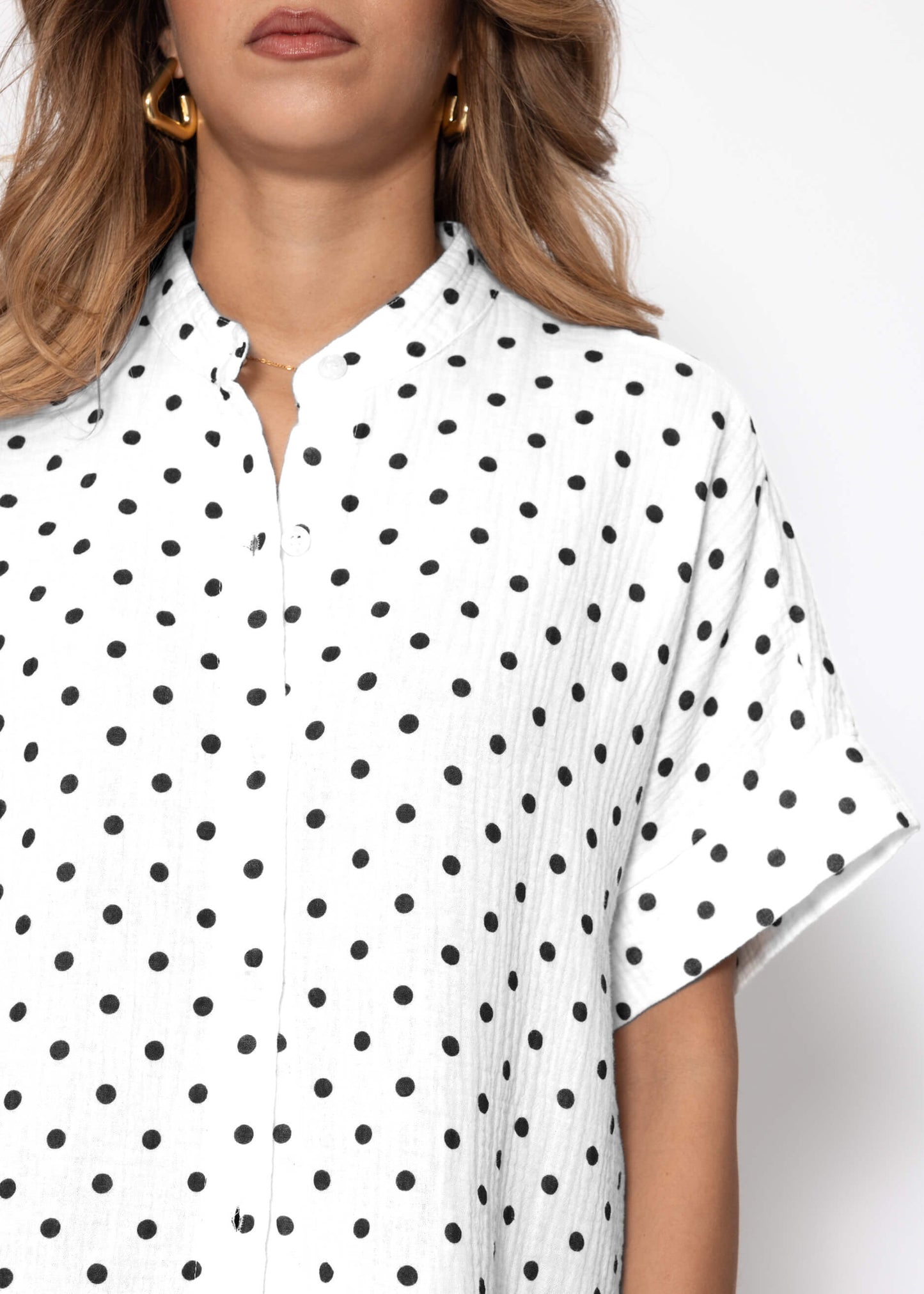 Elena | Blusa de muselina de lunares · Blanco