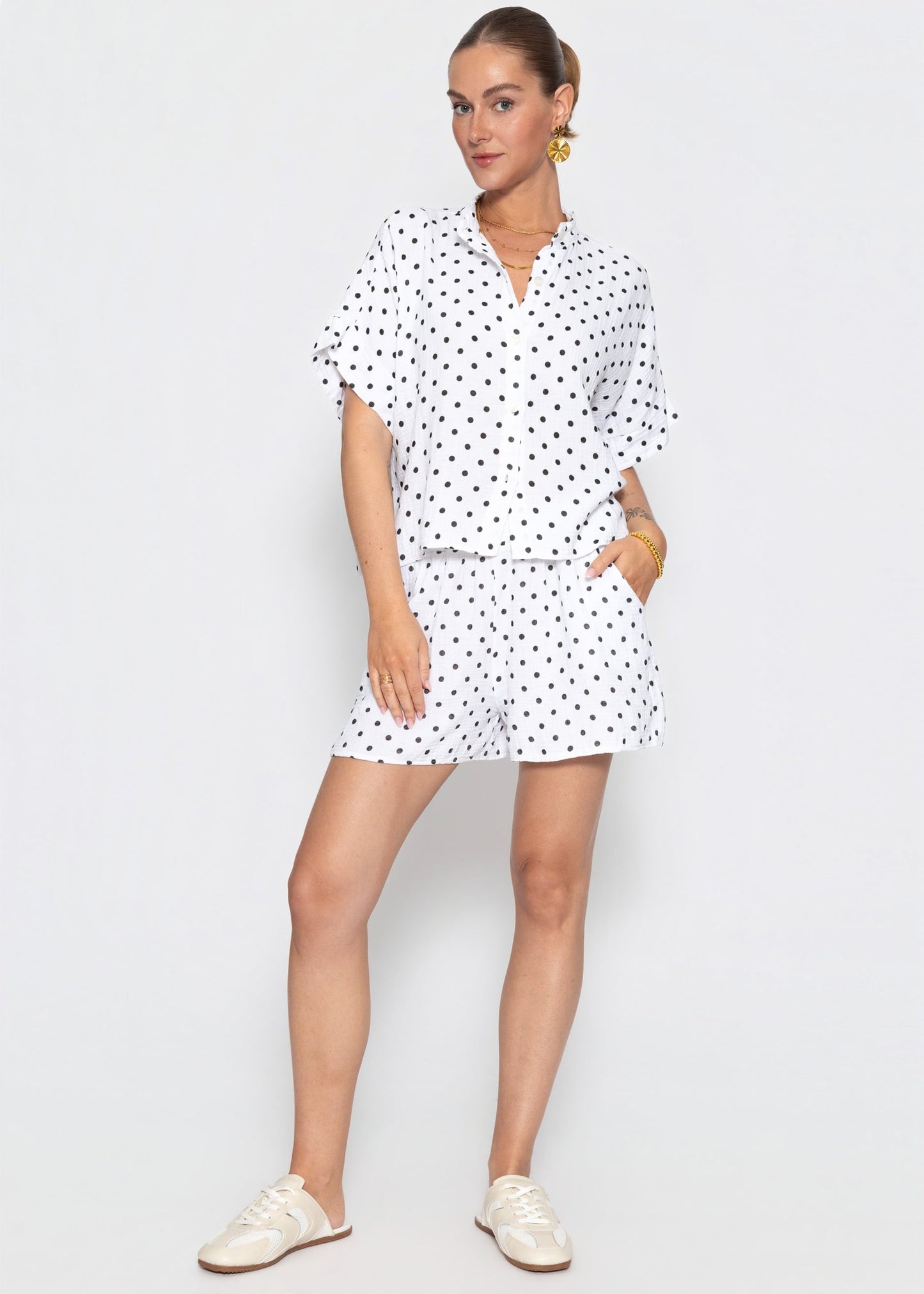 Elena | Blusa de muselina de lunares · Blanco