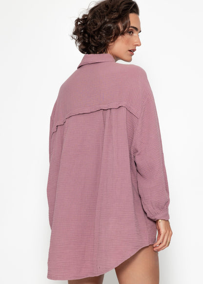 Marta | Blusa oversize de muselina · Rosa palo