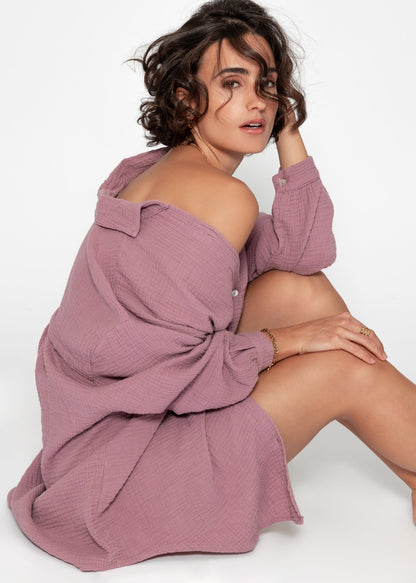 Marta | Blusa oversize de muselina · Rosa palo