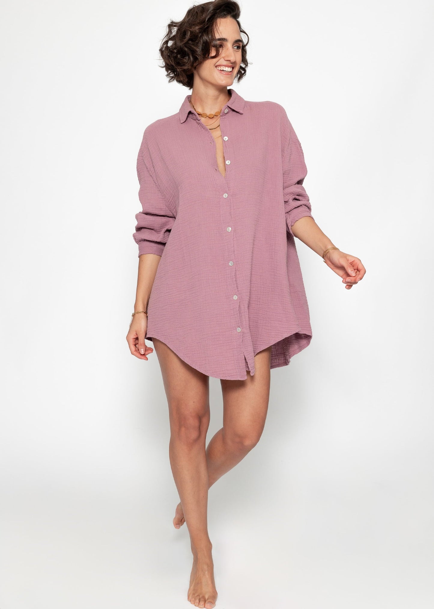 Marta | Blusa oversize de muselina · Rosa palo