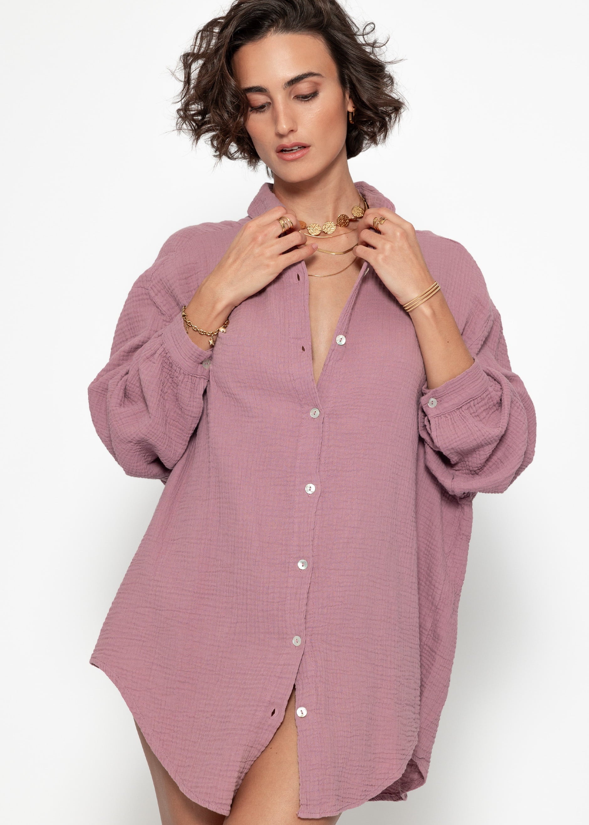 Marta | Blusa oversize de muselina · Rosa palo