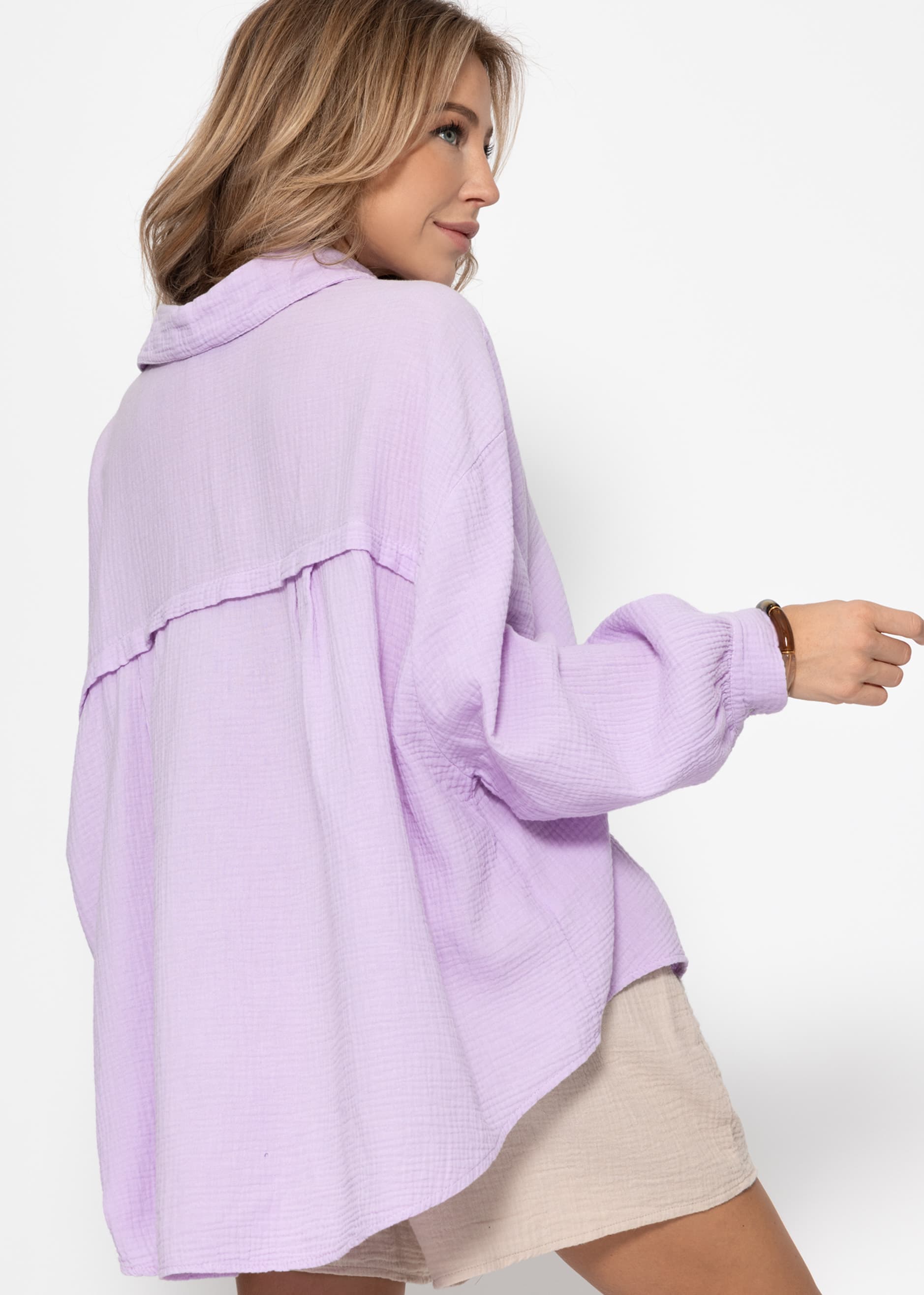 Emma | Blusa oversize de muselina · Lila