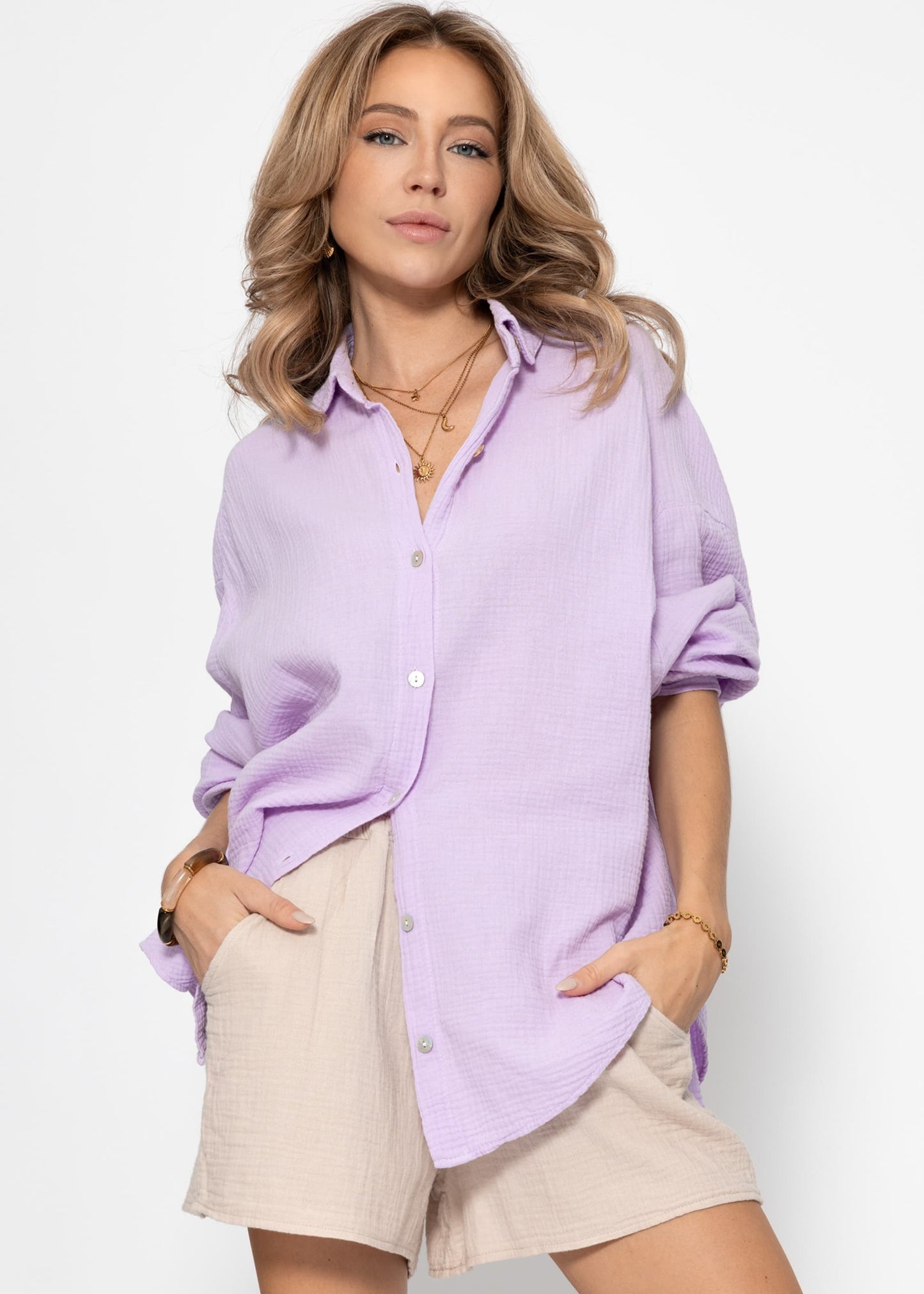 Emma | Blusa oversize de muselina · Lila