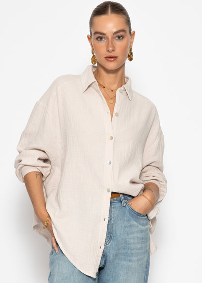 Emma | Blusa oversize de muselina · Beige claro