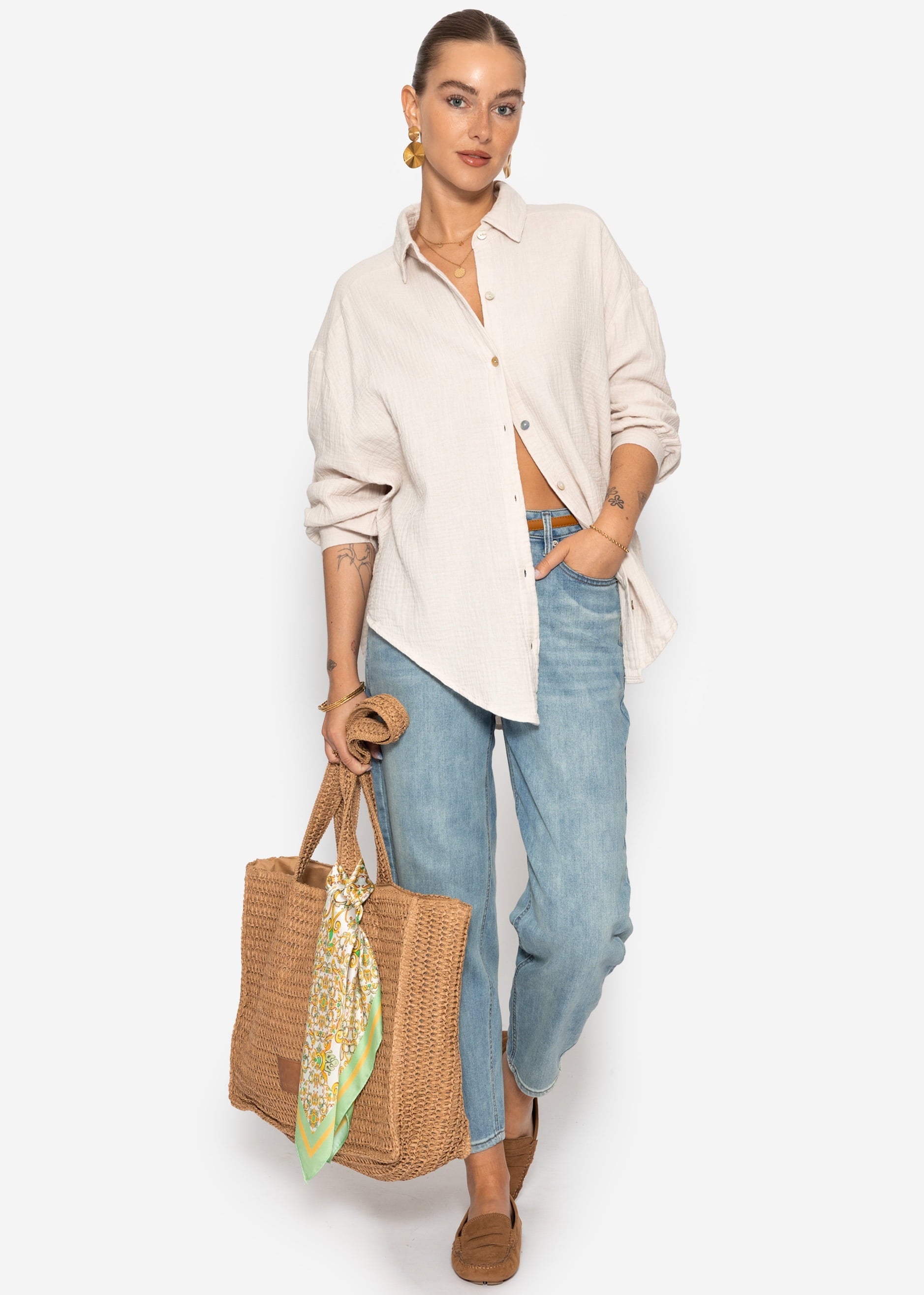 Emma | Blusa oversize de muselina · Beige claro