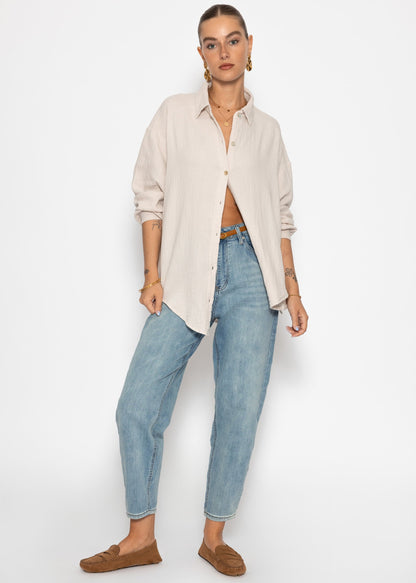 Emma | Blusa oversize de muselina · Beige claro