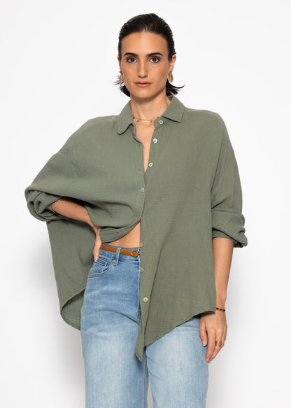 Emma | Blusa oversize de muselina · Caqui