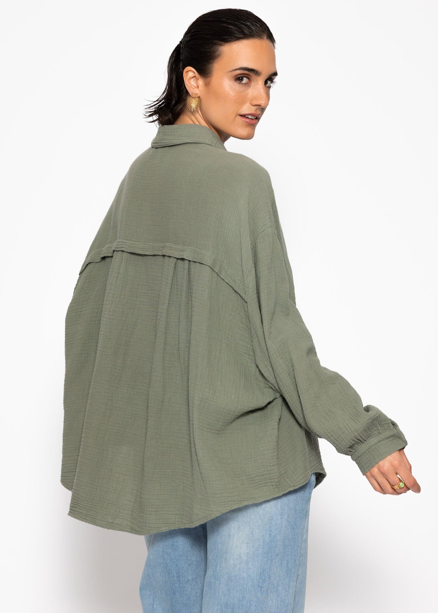 Emma | Blusa oversize de muselina · Caqui