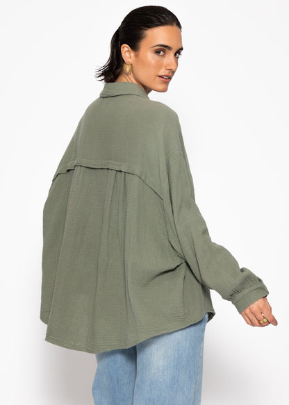 Emma | Blusa oversize de muselina · Caqui