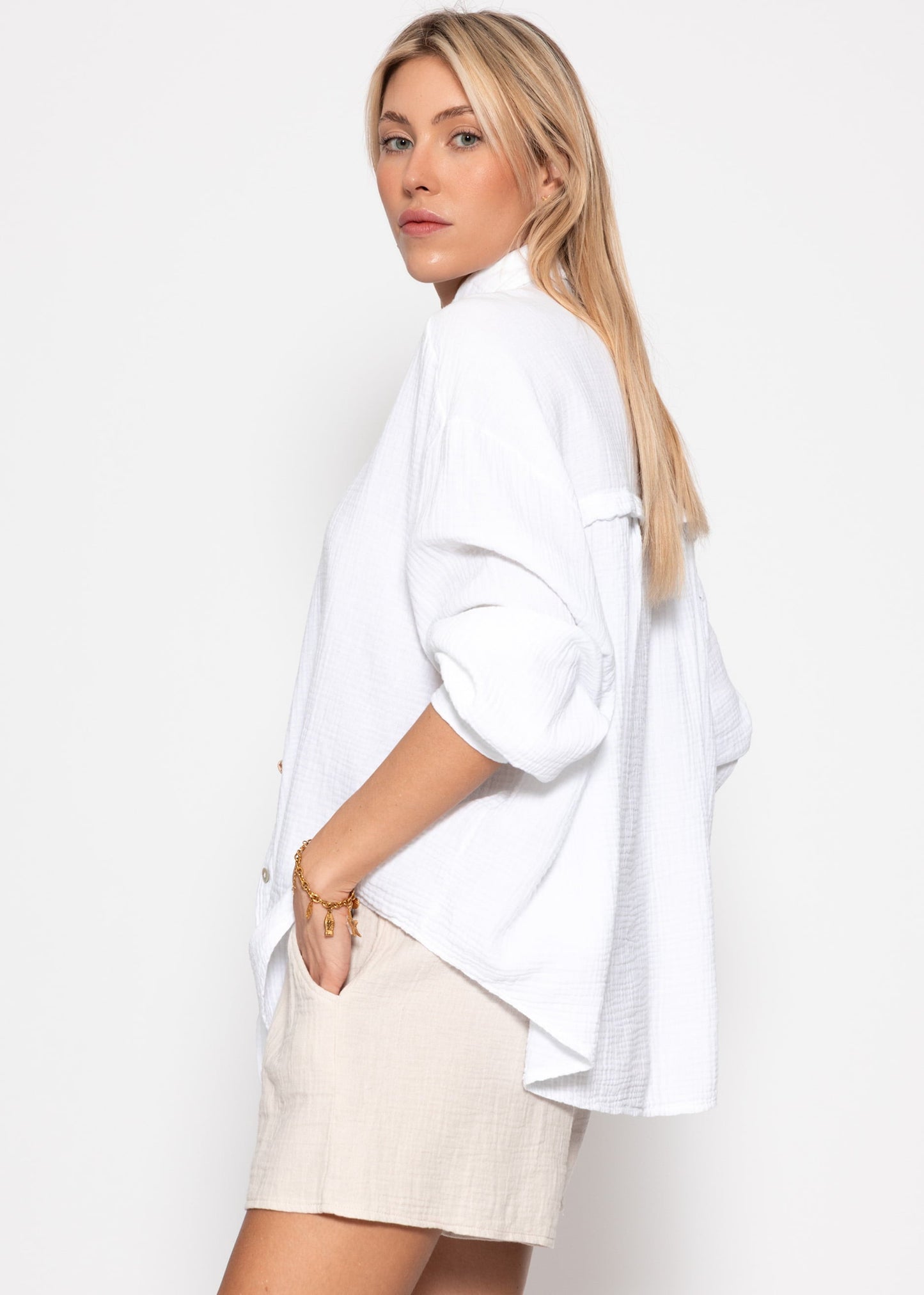 Emma | Blusa oversize de muselina · Blanco