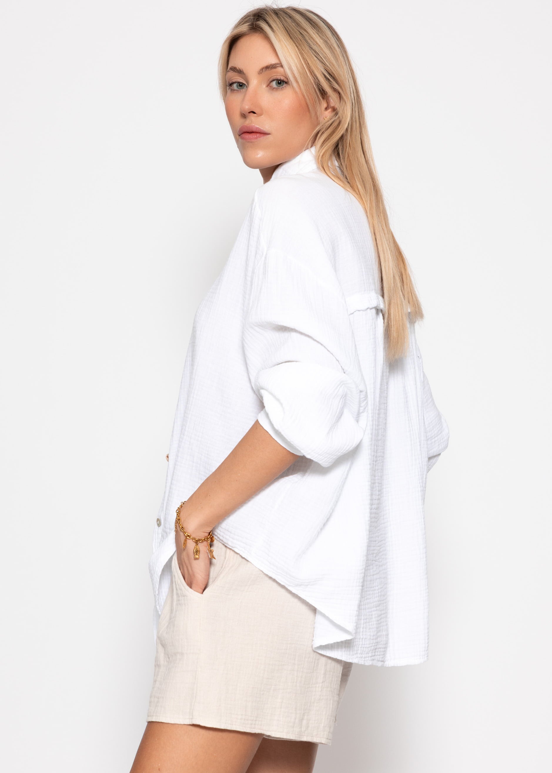 Emma | Blusa oversize de muselina · Blanco