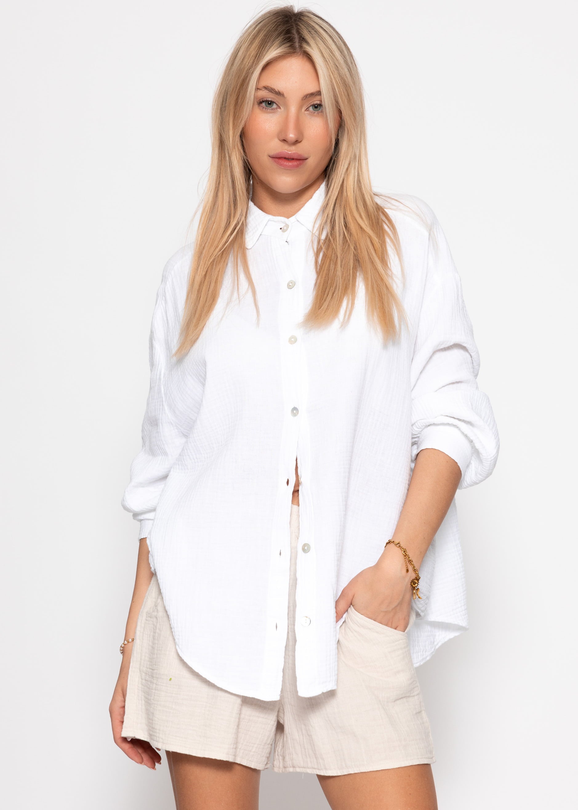 Emma | Blusa oversize de muselina · Blanco