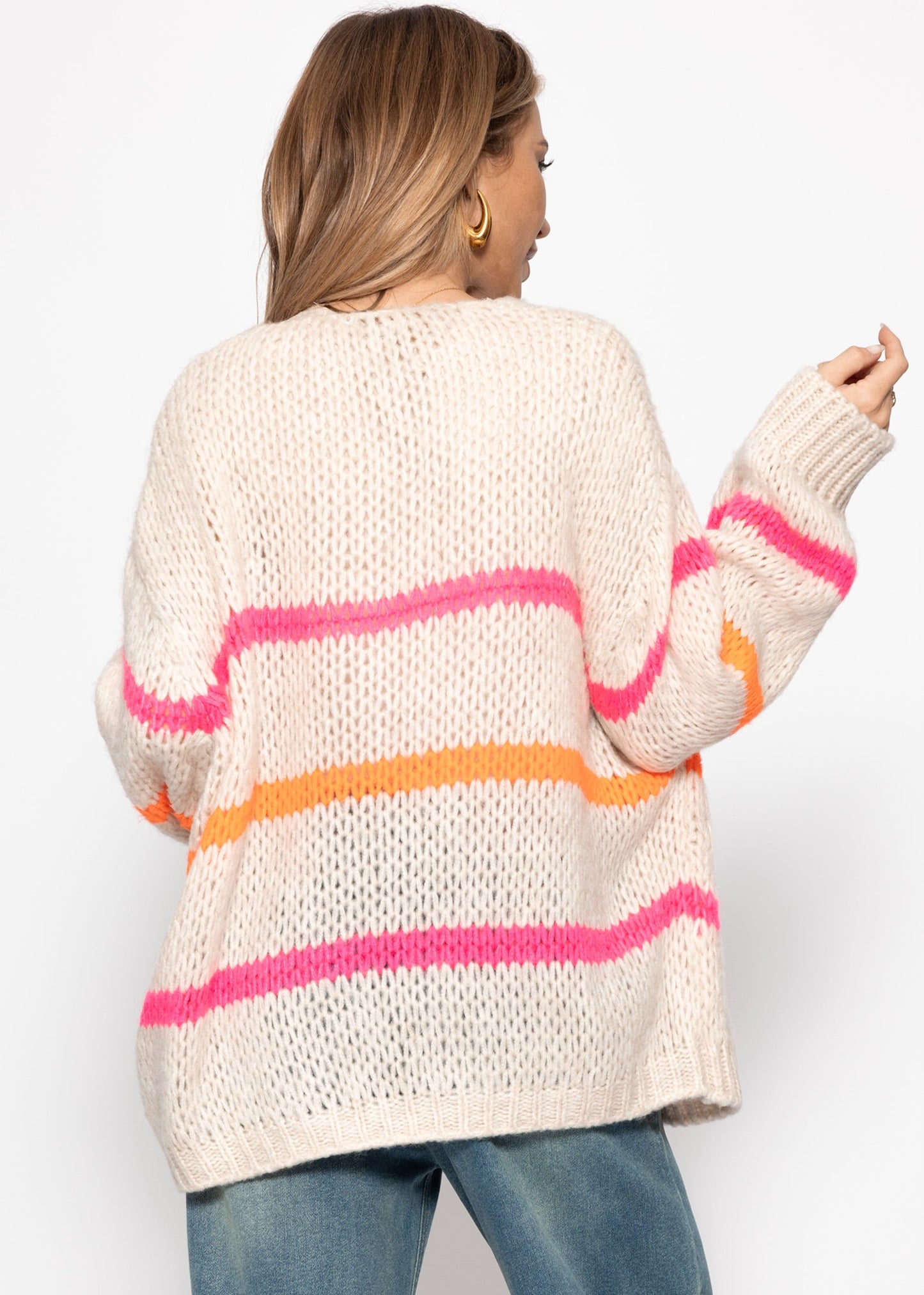 Neus | Cárdigan oversize a rayas · Blanco roto