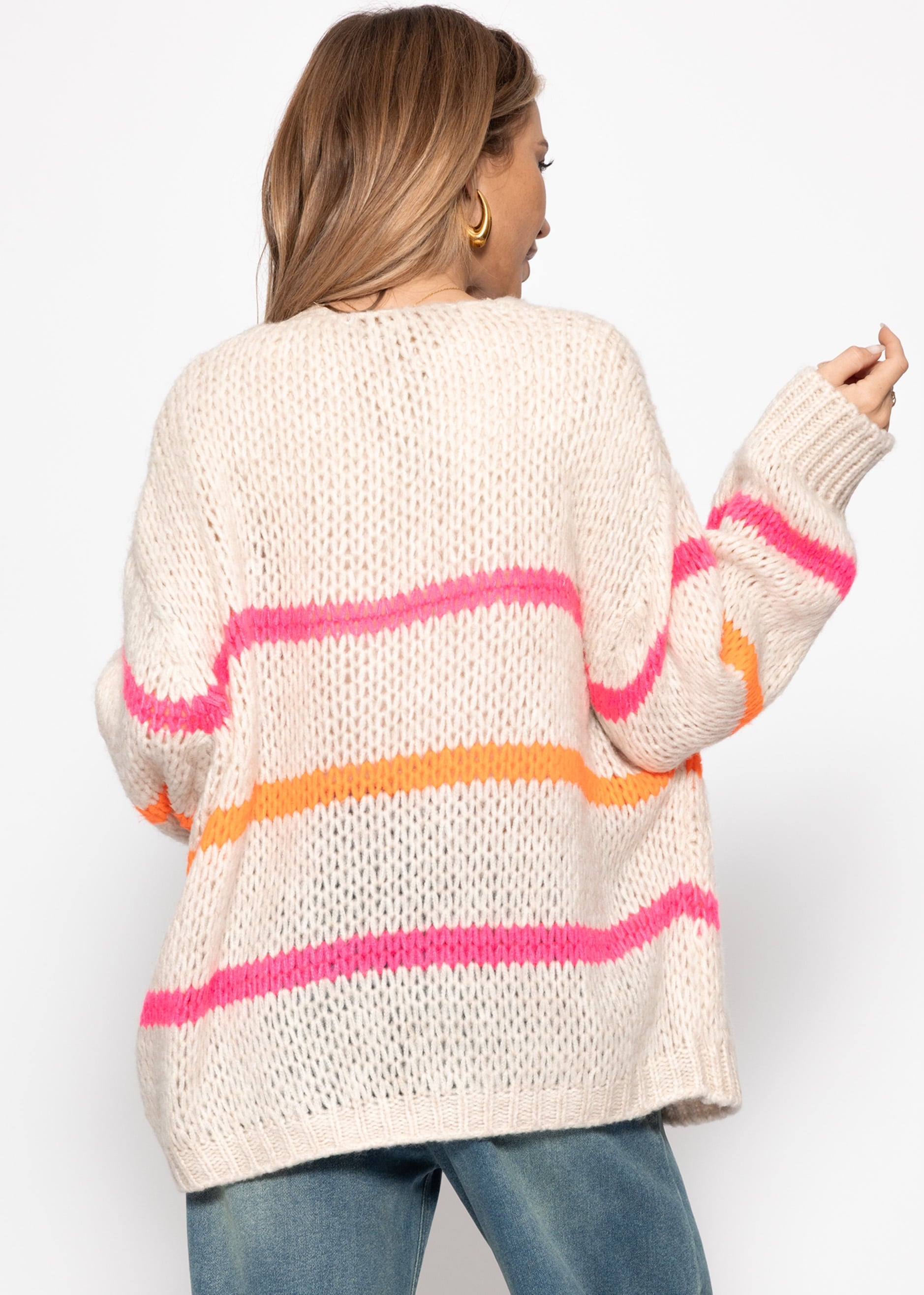 Neus | Cárdigan oversize a rayas · Blanco roto