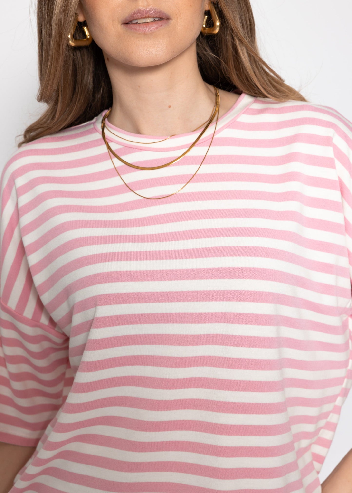 Edurne | Camiseta oversize a rayas · Rosa y blanco