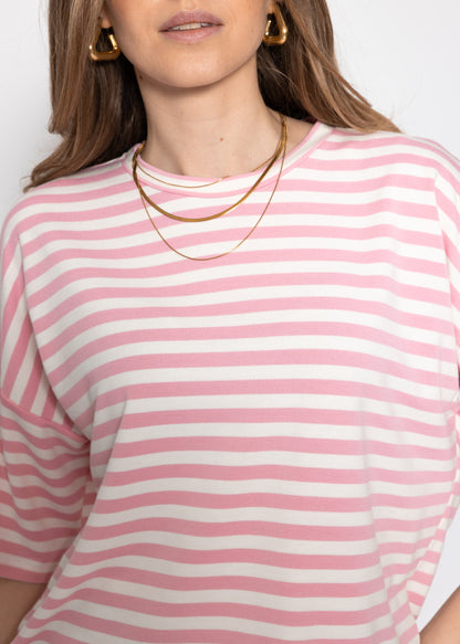 Edurne | Camiseta oversize a rayas · Rosa y blanco