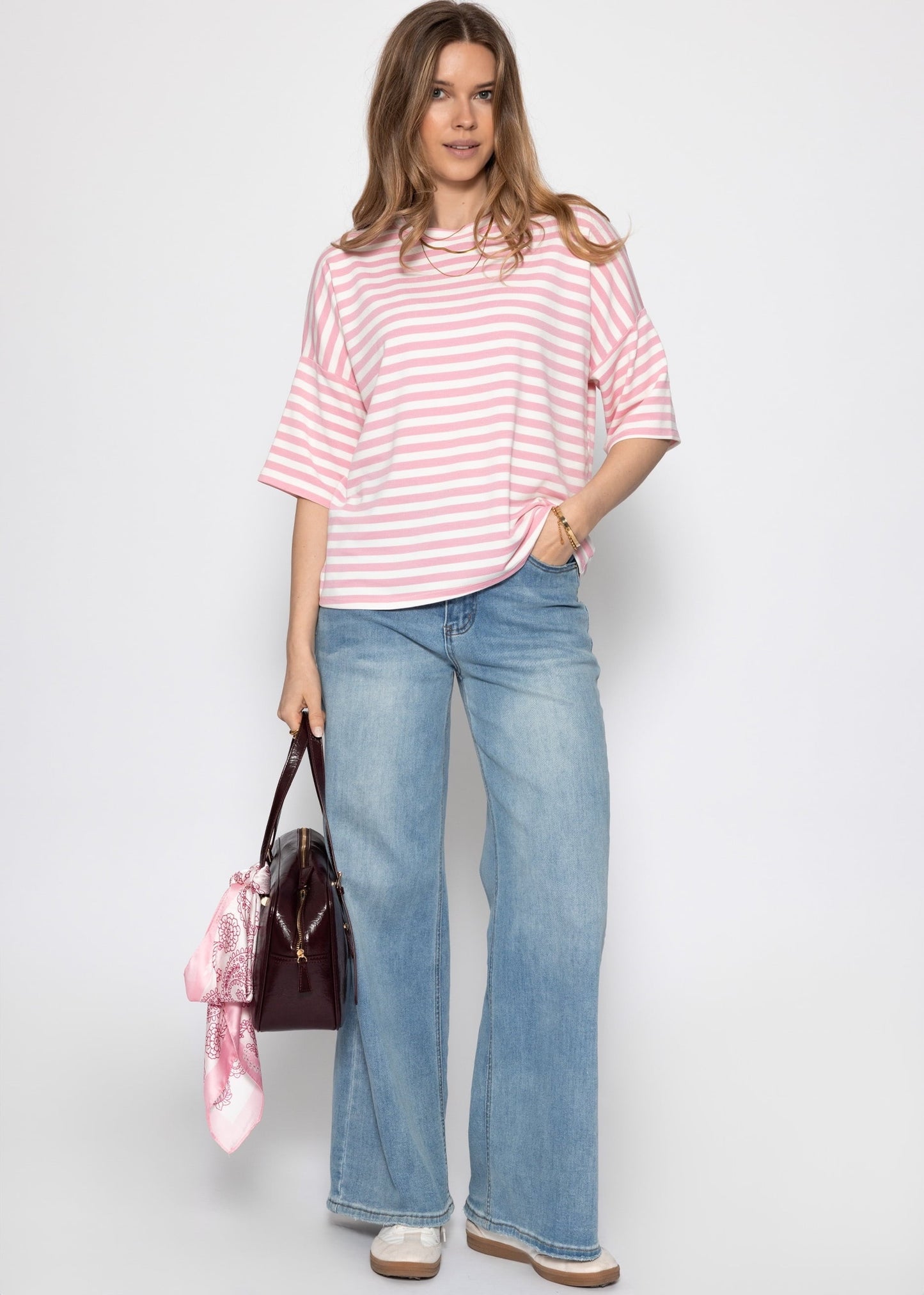 Edurne | Camiseta oversize a rayas · Rosa y blanco