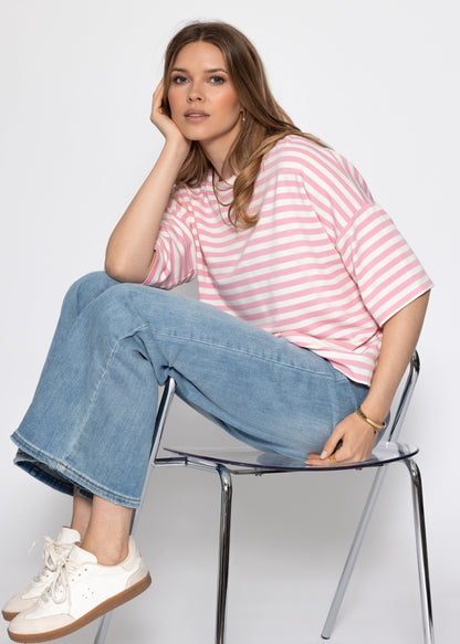 Edurne | Camiseta oversize a rayas · Rosa y blanco