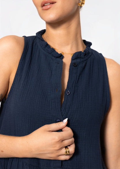 Aina | Vestido de muselina · Azul marino