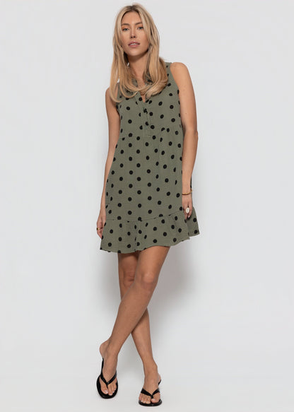 Celestia | Vestido de muselina de lunares · Caqui