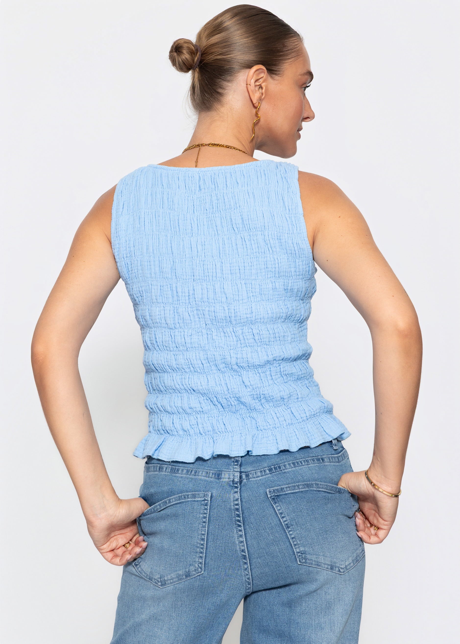 Delfina | Top de muselina · Azul claro