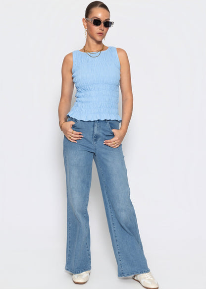 Delfina | Top de muselina · Azul claro