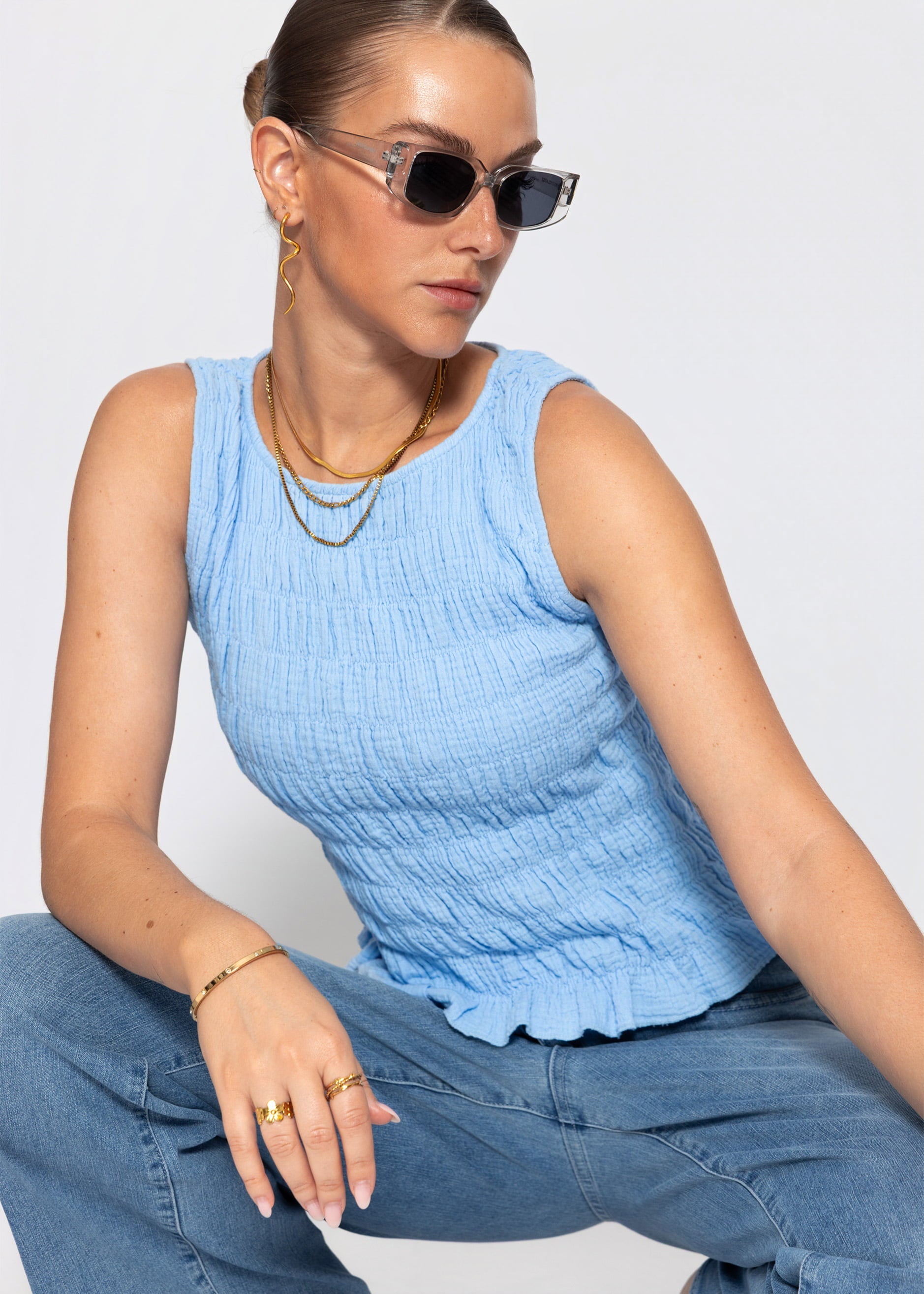Delfina | Top de muselina · Azul claro