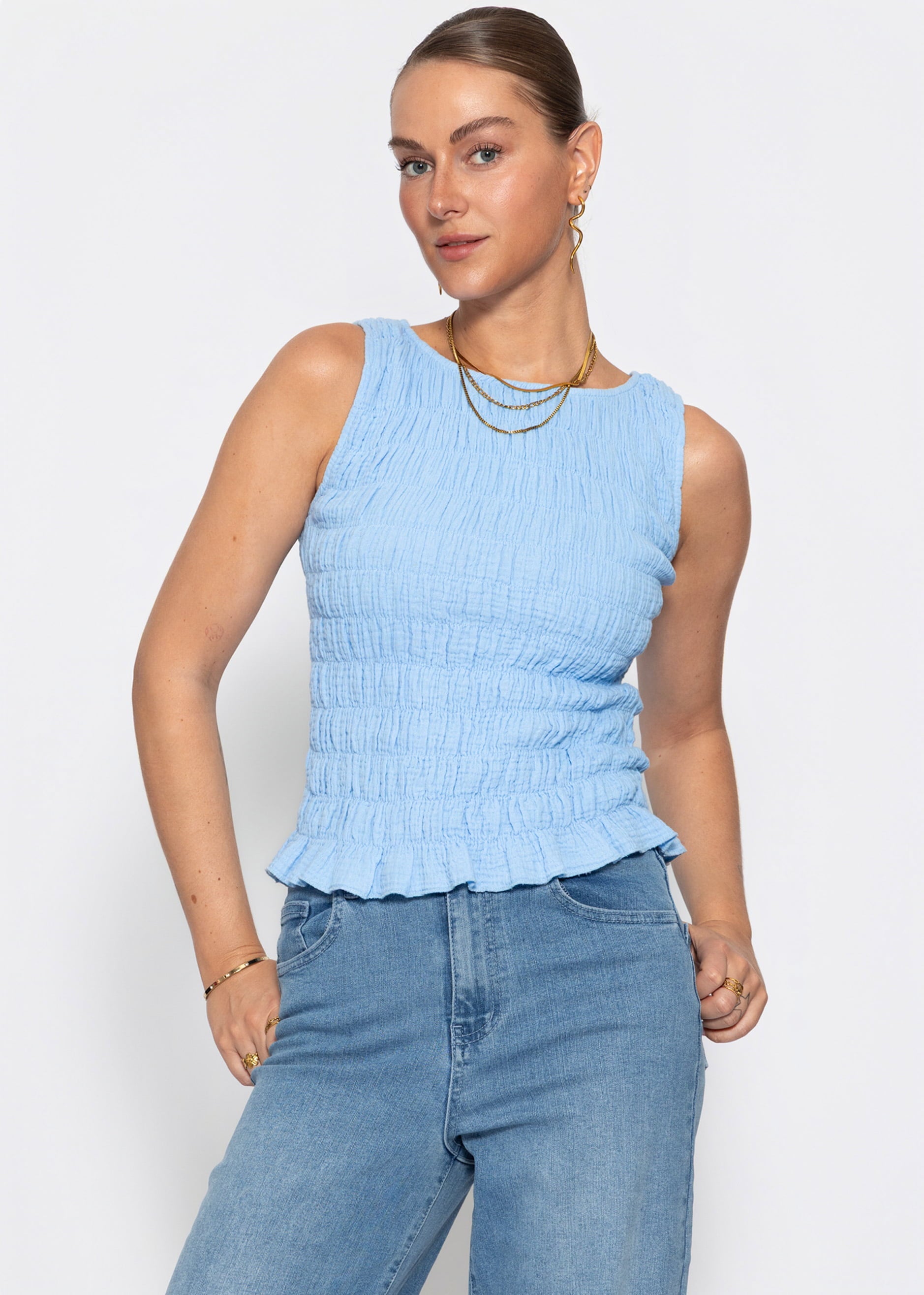 Delfina | Top de muselina · Azul claro