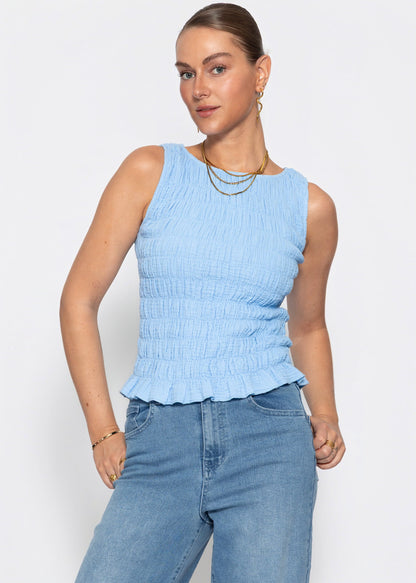 Delfina | Top de muselina · Azul claro