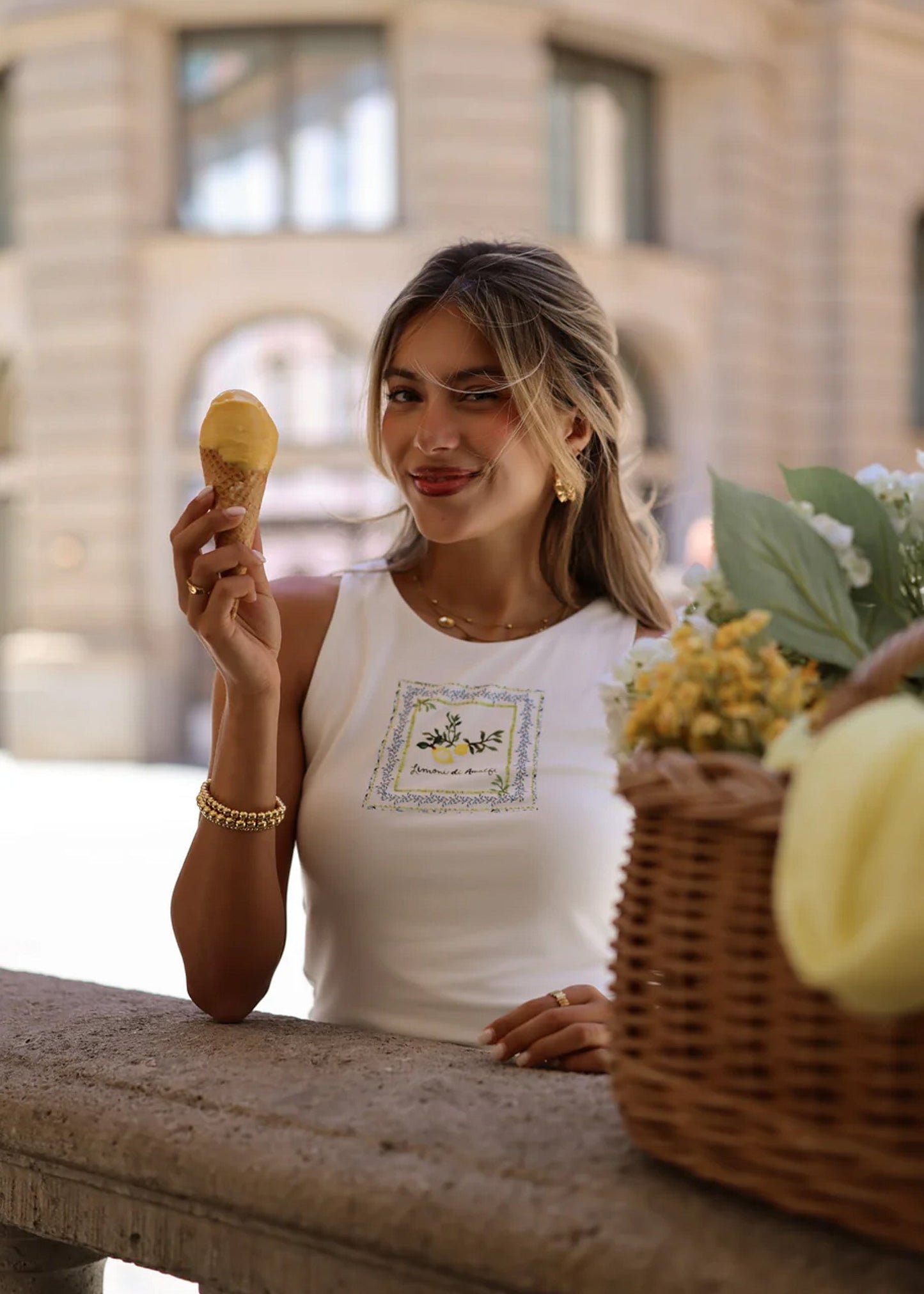 Daira | Top estampado de limones · Blanco
