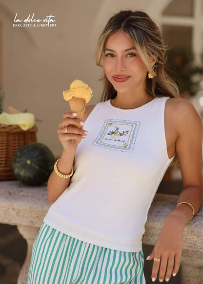 Daira | Top estampado de limones · Blanco