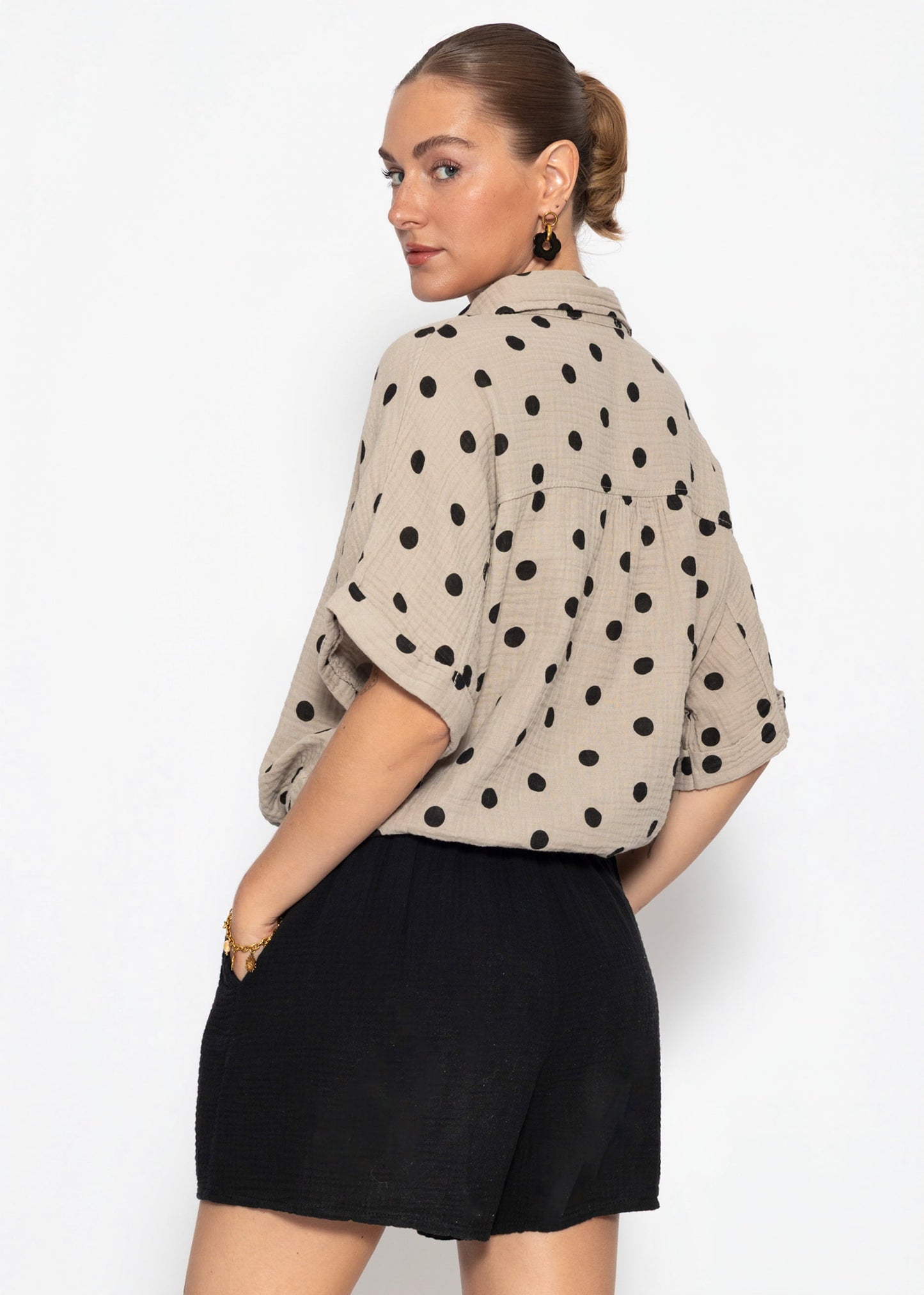 Ondina | Blusa de muselina de lunares · Taupe