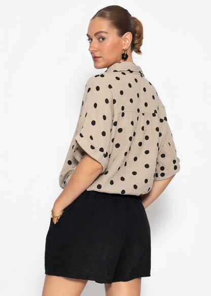Ondina | Blusa de muselina de lunares · Taupe