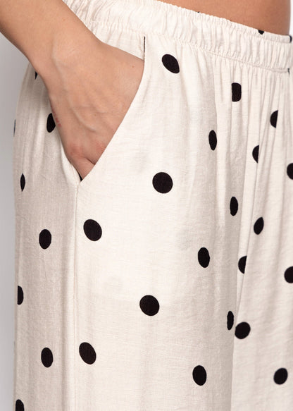 Rocío | Pantalón de pernera ancha de lunares · Blanco roto