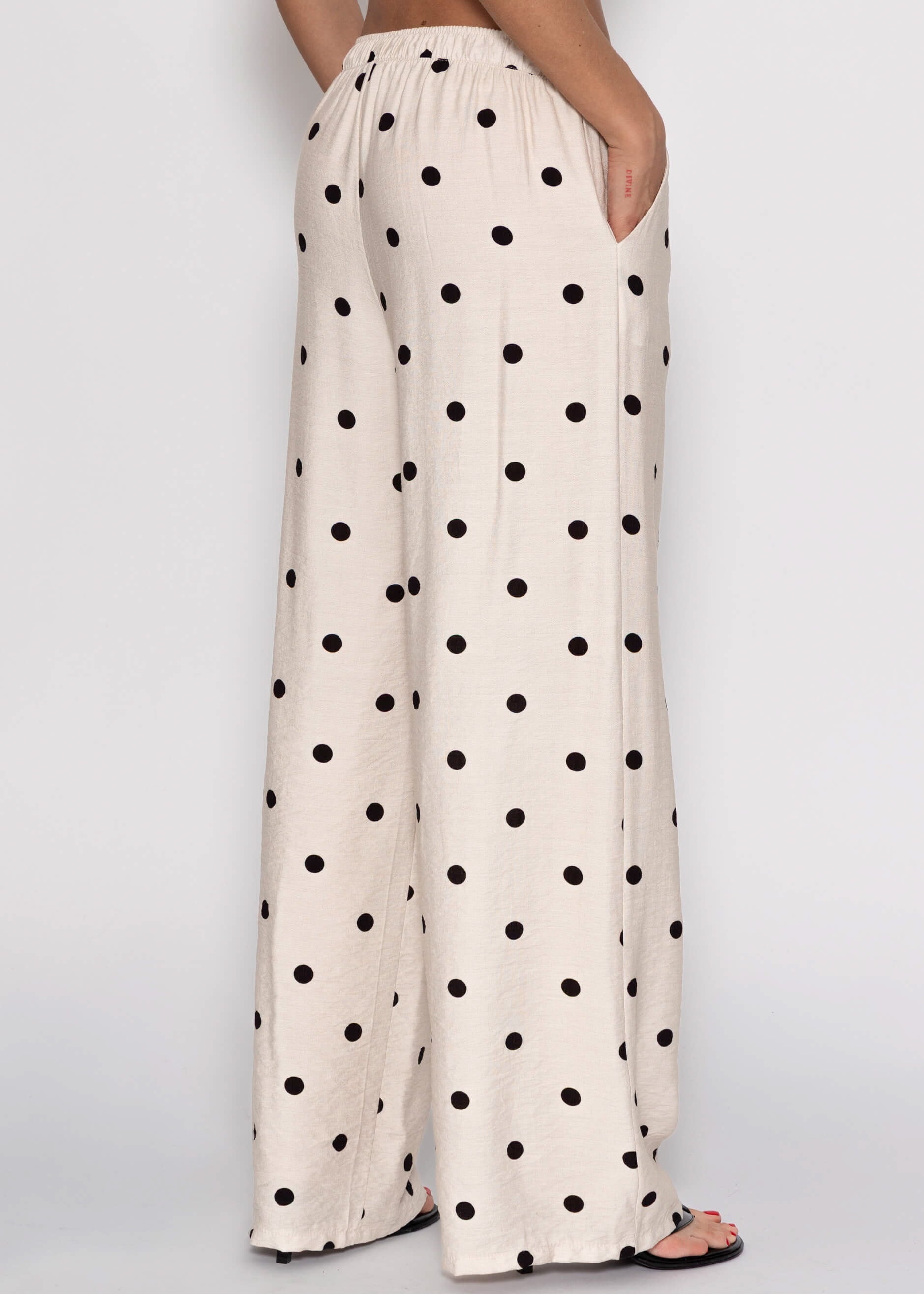 Rocío | Pantalón de pernera ancha de lunares · Blanco roto