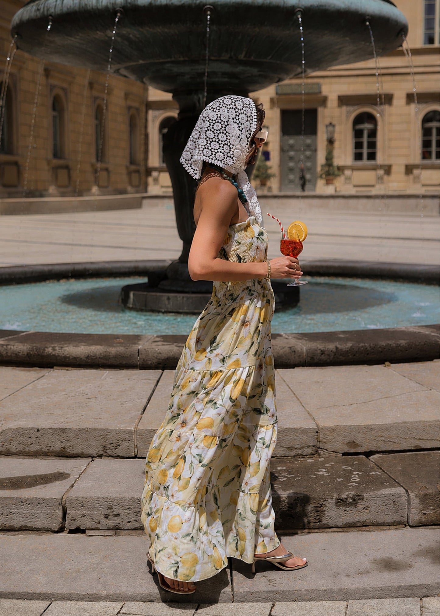 Brisa | Vestido estampado de limones · Amarillo