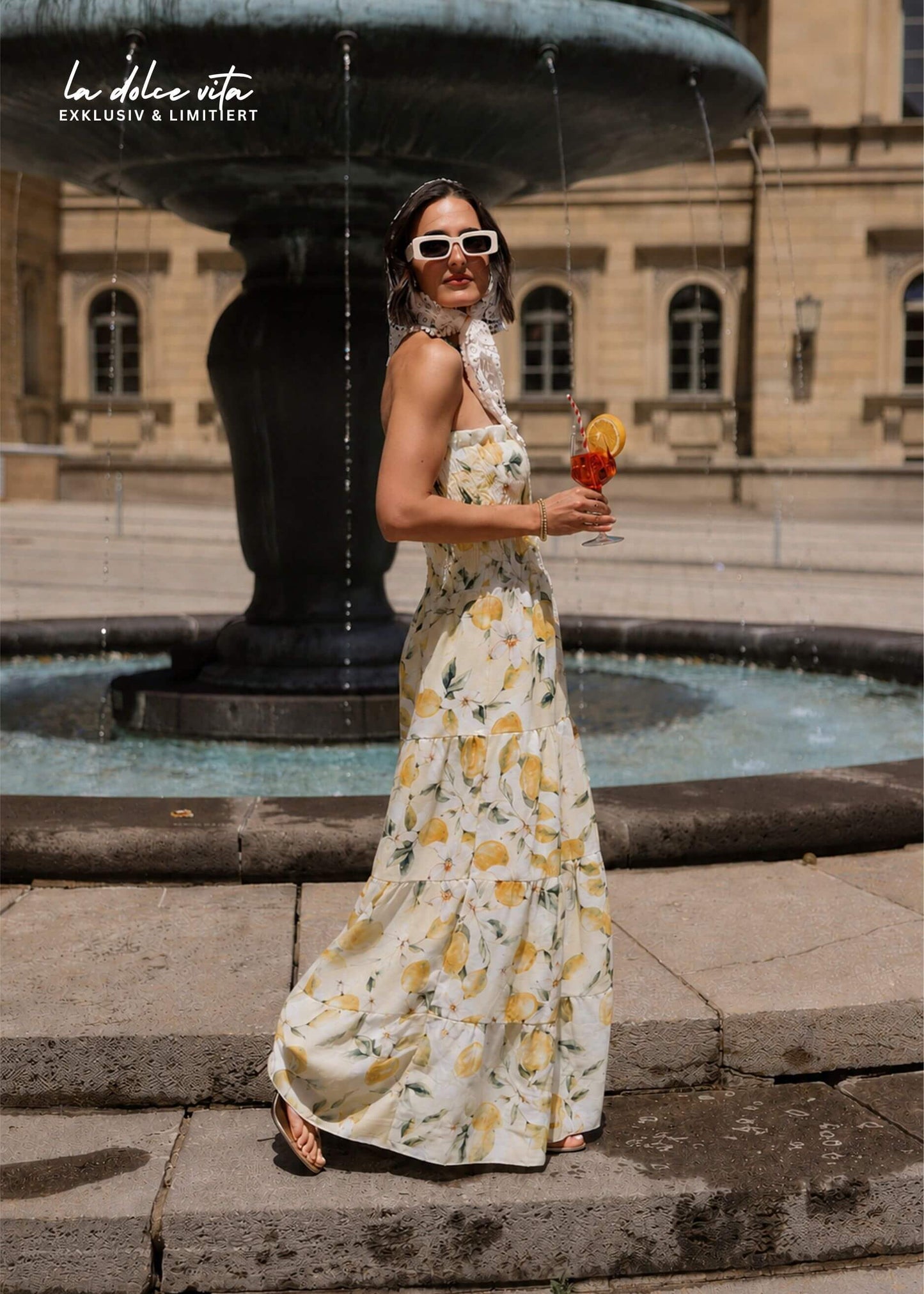 Brisa | Vestido estampado de limones · Amarillo