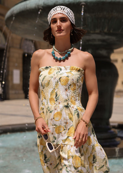 Brisa | Vestido estampado de limones · Amarillo