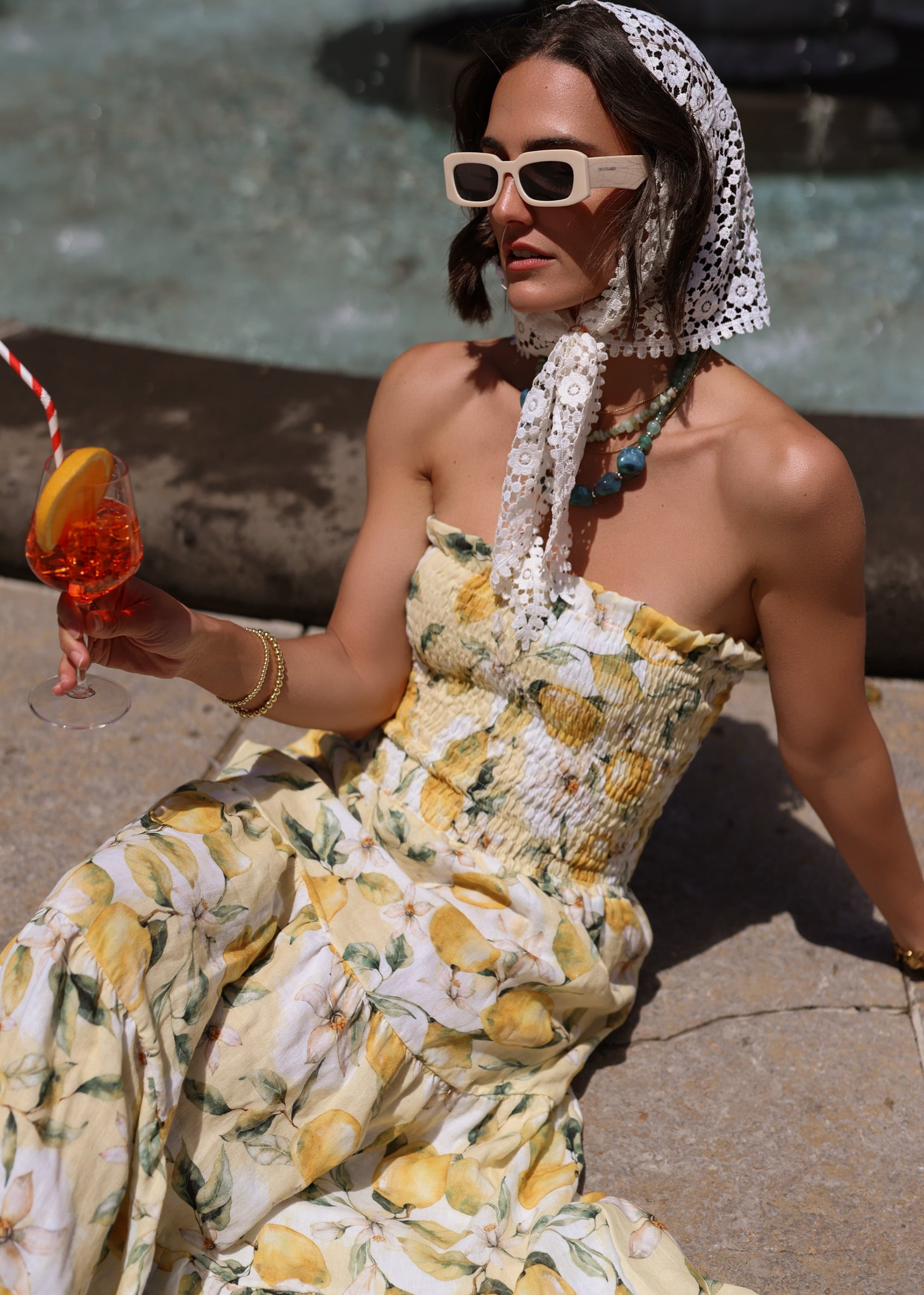 Brisa | Vestido estampado de limones · Amarillo